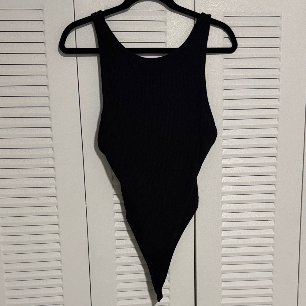 Black One-Piece Tank Bodysuit